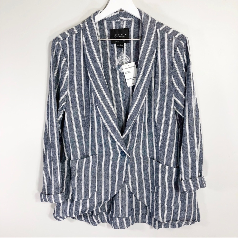 Sanctuary Linen Striped Blazer Medium